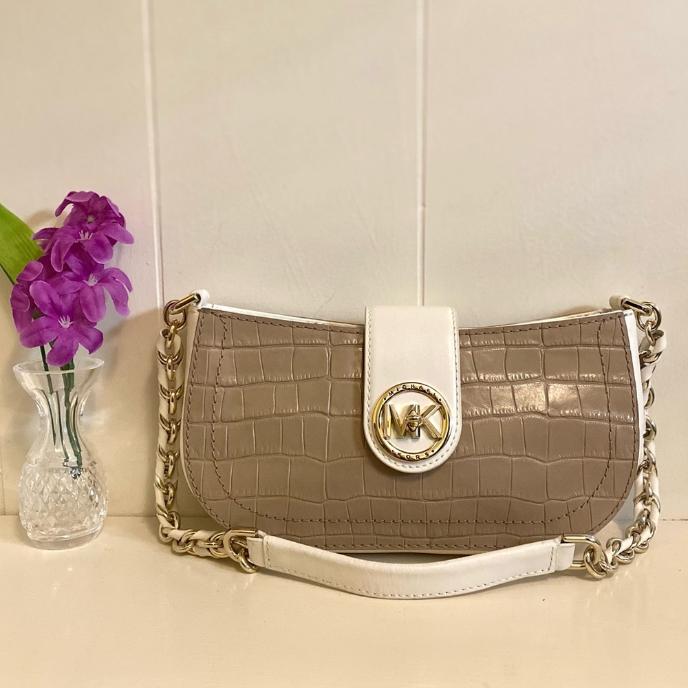 Michael Kors Carmen Crocodile Leather Pouchette Bag